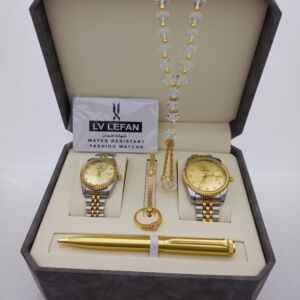 Mens Stainless Steel Watch and Rosary Gift Set KSA Silver