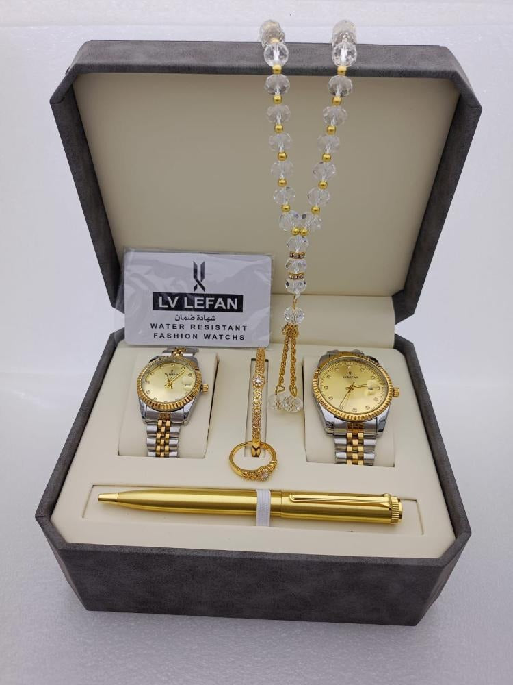 WLD-01-2 Mens Stainless Steel Watch and Rosary Gift Set KSA Silver