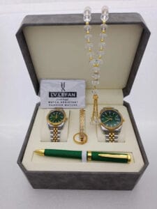 Mens Stainless Steel Gift Set Watch Rosary Pen Cufflinks Saudi Arabia