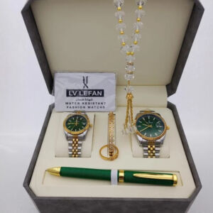 Mens Stainless Steel Gift Set Watch Rosary Pen Cufflinks Saudi Arabia