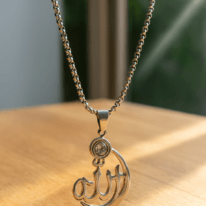 Allah Calligraphy Pendant Necklace Golden Islamic Jewelry Dubai