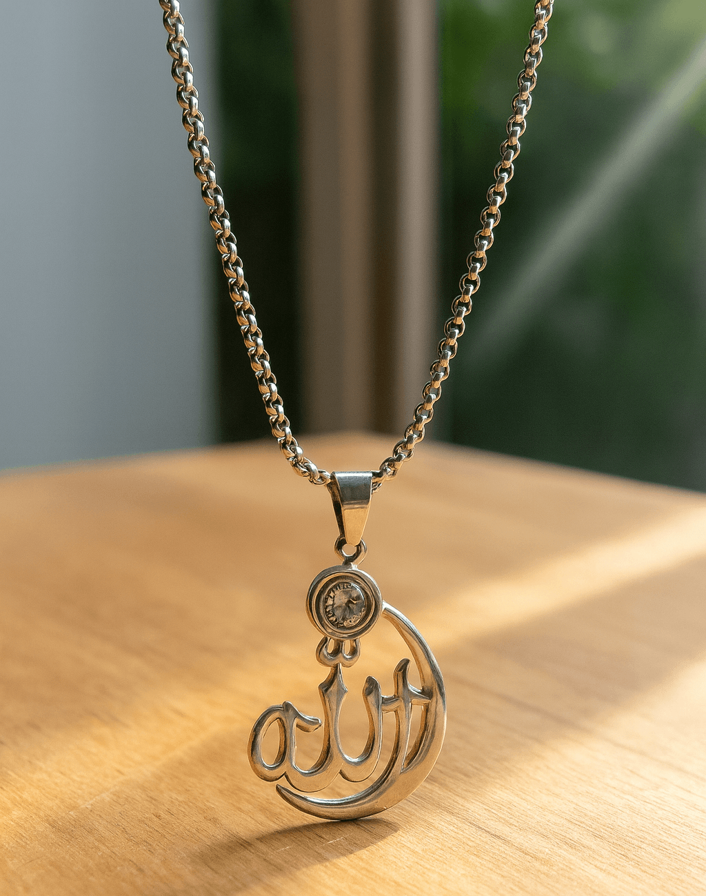 WLD-02-3 Allah Calligraphy Pendant Necklace Golden Islamic Jewelry Dubai
