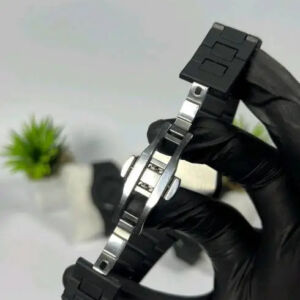 Black Arabic Aura Watch Side View Elegant Timepiece KSA