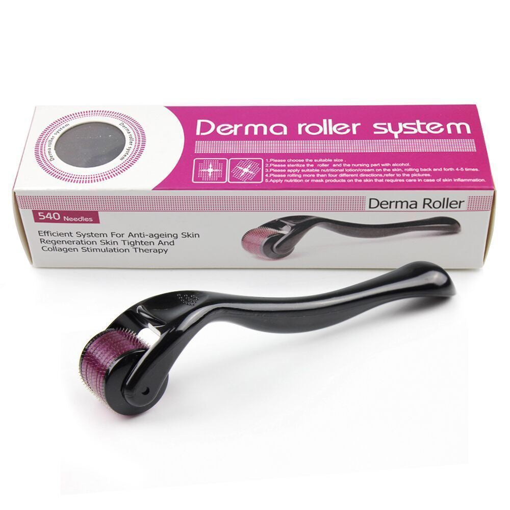 Derma roller hair regrowth tool with 540 titanium micro-needles for scalp use
