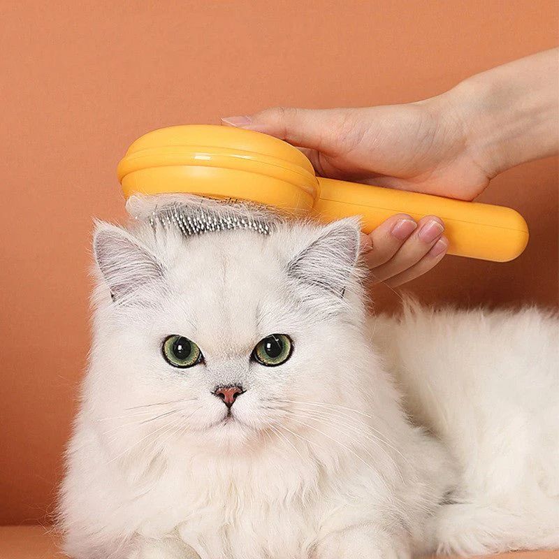 Pet hair comb brush grooming tool for dogs and cats with self-cleaning button