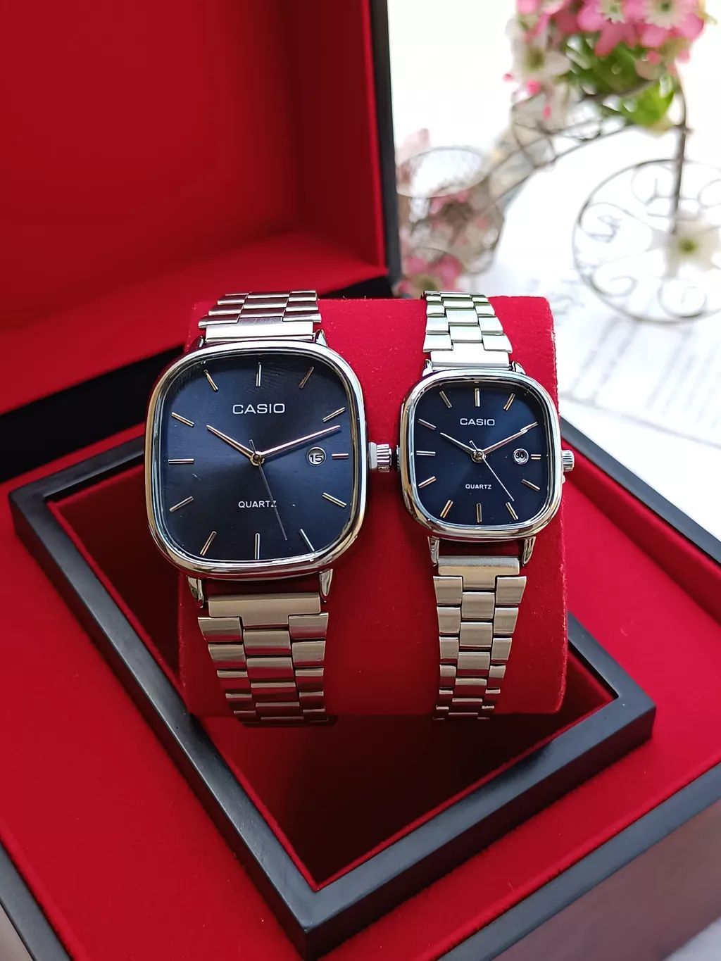 Casio Couple Watch Set with matching his and hers bracelet watches