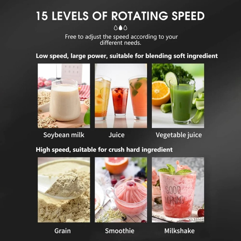 Smart blender with fifteen speeds for the kitchen