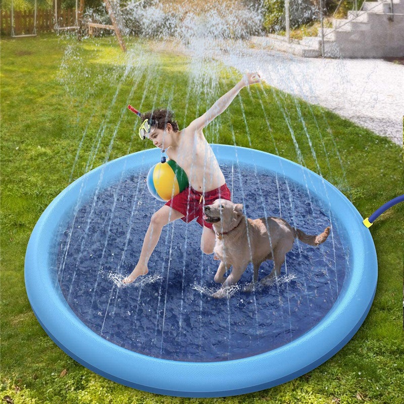 Non-slip outdoor splash pad water play mat for kids and pets