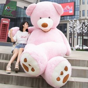 Giant soft teddy bear plush toy, light brown, sitting