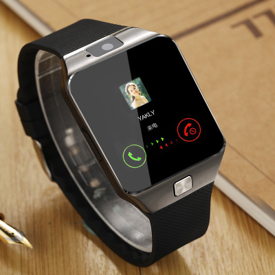 DZ09 sports sim card smart watch with a metal case shown on a plain background