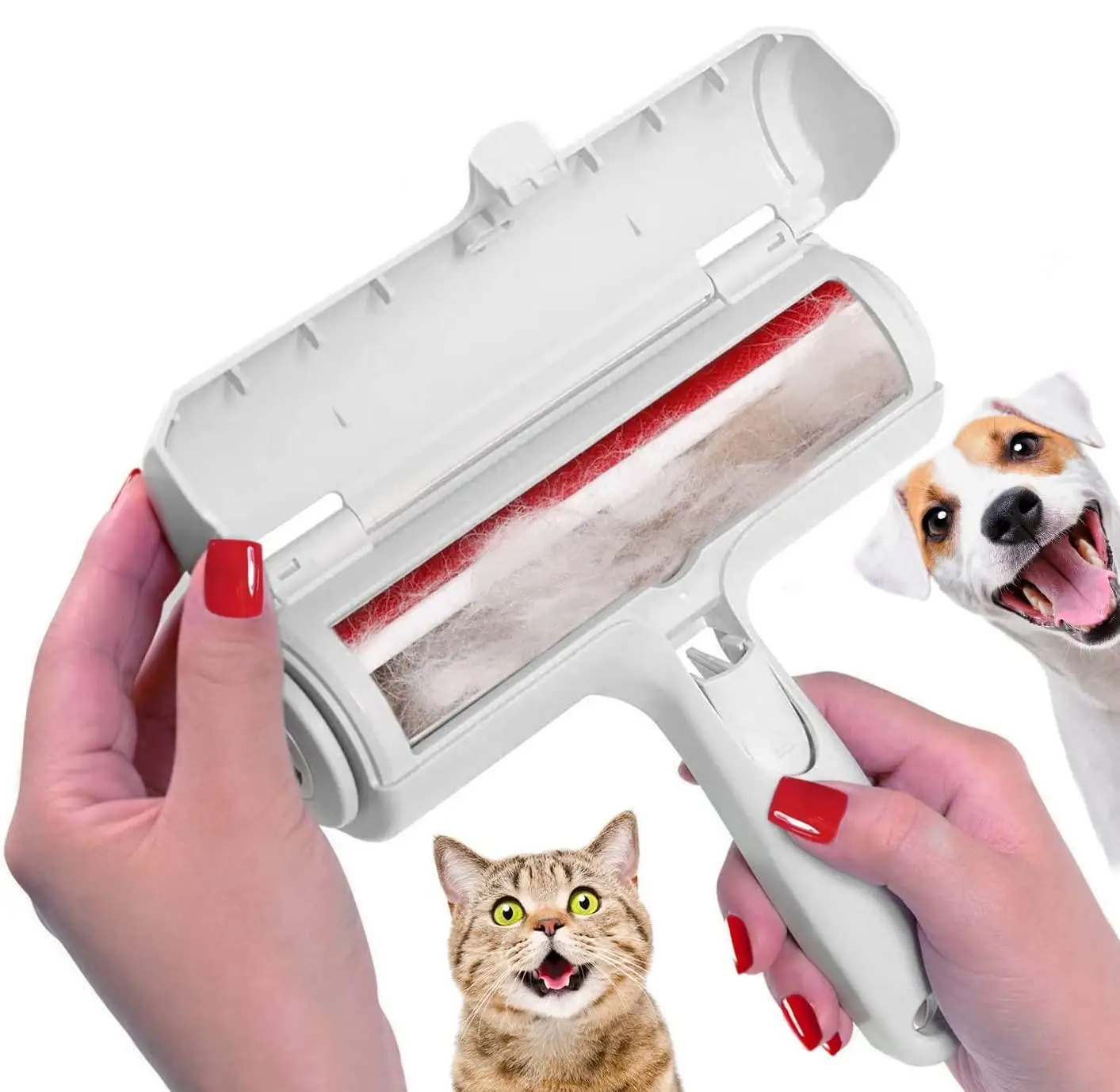 Pet hair remover roller for clothes and sofas