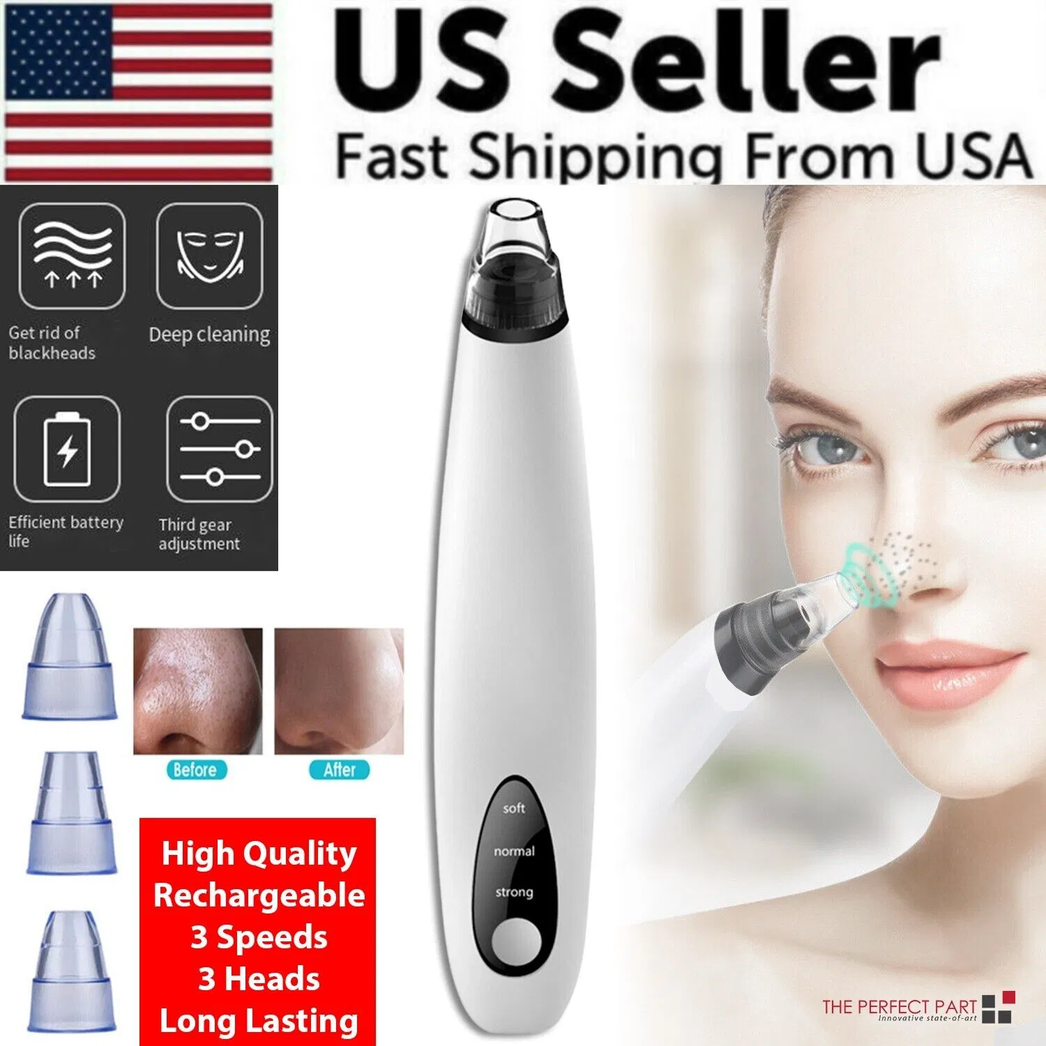 Electric Blackhead Remover Vacuum 3 Heads