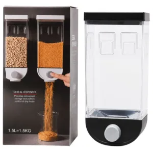 Wall Mounted Cereal Dispenser 1.5L – Easy One-Touch Kitchen Organizer for Rice & Grain | WLD