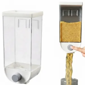 Wall Mounted Cereal Dispenser 1.5L – Easy One-Touch Kitchen Organizer for Rice & Grain | WLD