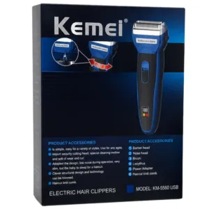 Kemei KM-5560 Electric Hair Clipper – Easy Rechargeable Grooming Kit with Nose Trimmer | WLD
