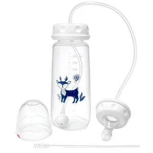 Hands-Free Baby Feeding Bottle 240ml – Anti-Colic Silicone Straw, Easy Clean | WLD