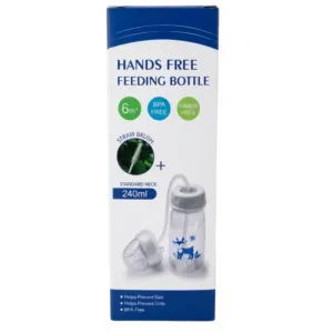 Hands-Free Baby Feeding Bottle 240ml – Anti-Colic Silicone Straw, Easy Clean | WLD