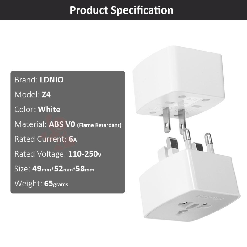 033a7bf44aba7b23ef80c5d05fadb8ca.jpg LDNIO Z4 Universal Travel Adapter, 6A, All-in-One Plug