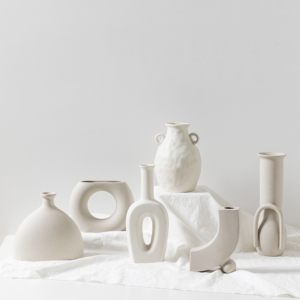Nordic Ceramic Vase – Matte Stoneware Flower Vase for Shelf Decor