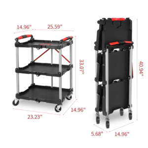 Utility cart dimensions, open and folded