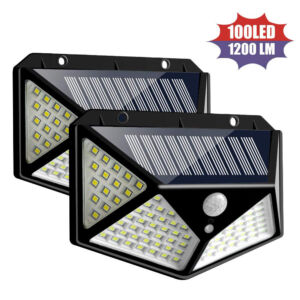 Solar wall light lit at night