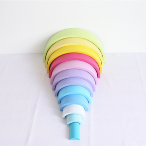 Wooden Rainbow Arch Puzzle – 12-Piece Stacking Blocks