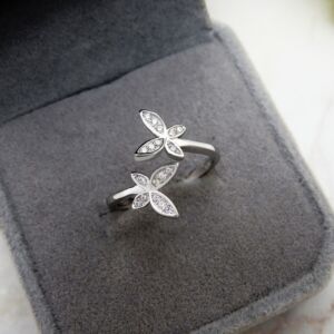 Sterling Silver Butterfly Ring – Adjustable Open Band