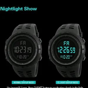 Military-Style Digital Sports Watch, LED Backlight, Stopwatch