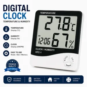 HTC-1 Digital Temperature & Humidity Meter with Clock