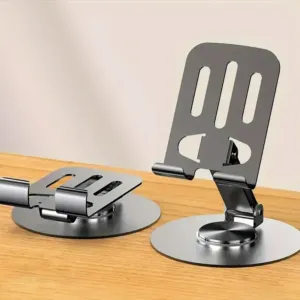 Folding Metal Phone Stand with Rotating Base for Desk