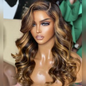 Highlight body wave wig, middle part