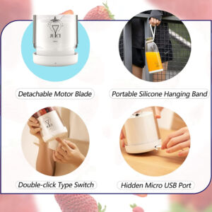 Portable Rechargeable Blender Bottle, 380ml, 6 Blades