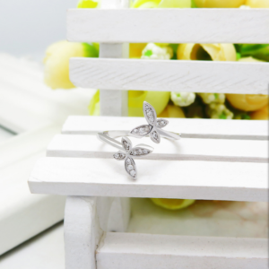 Sterling Silver Butterfly Ring – Adjustable Open Band