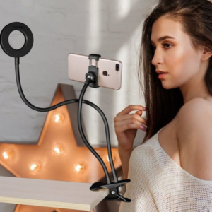 Ring light with phone holder