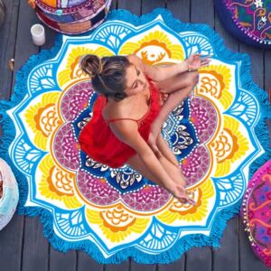 Round Tassel Beach Towel – Printed Cotton Throw and Yoga Mat