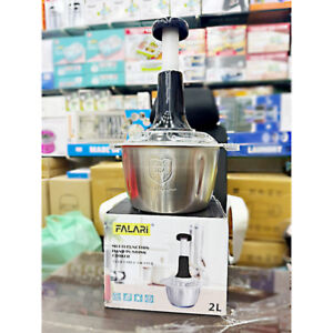 2L Stainless Steel Manual Food Chopper with 4 Curved Blades
