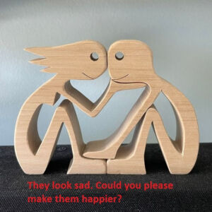 Wooden Man and Dog Figurine – Hand-Carved Shelf Ornament
