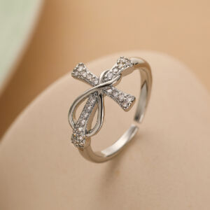 Cross and Evil Eye Ring – Adjustable Copper Band