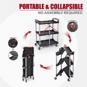 Utility cart folding steps, no assembly