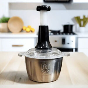 2L Stainless Steel Manual Food Chopper with 4 Curved Blades